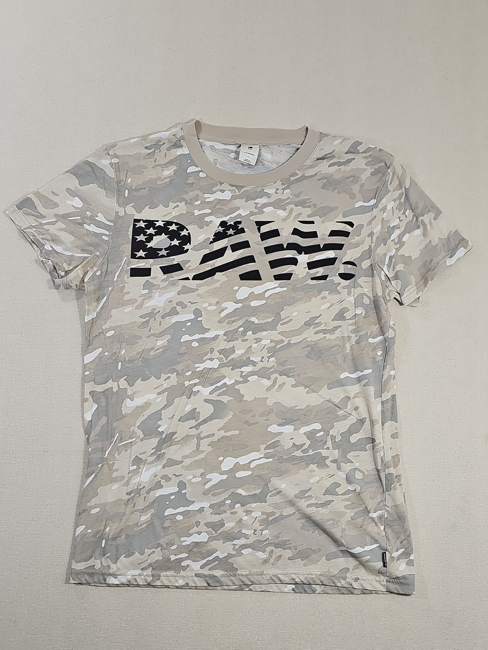 Beige Camo Graphic Crew Neck Tee